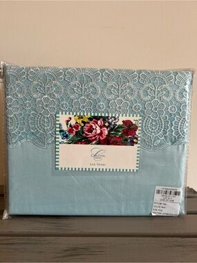 Rare Carleton Varney Live Vividly Symphony Lace Blue 3 pc Set Duvet & Shams NIP